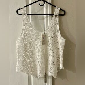 White Lace Crochet Sleeveless Top